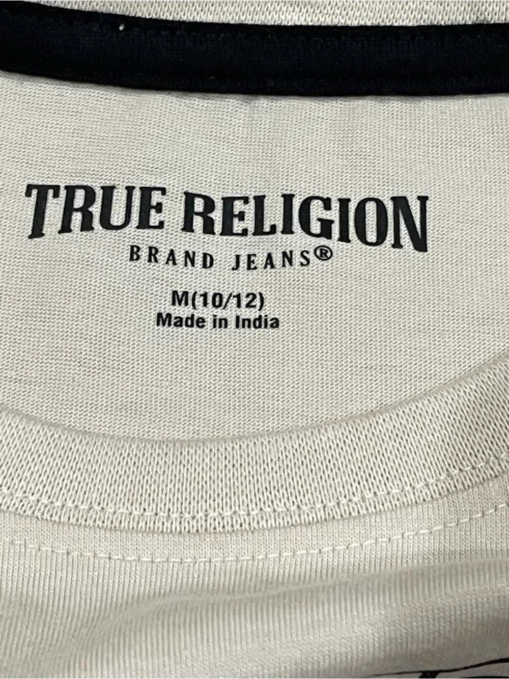 True Religion Brooklyn Graphic T-Shirt Boys Medium 10/12 NWT Cream Cotton Tee